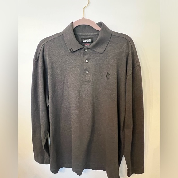 ASHWORTH GREY EZTECH LONG SLEEVE POLO  SHIRT.   Size XL - Picture 1 of 5